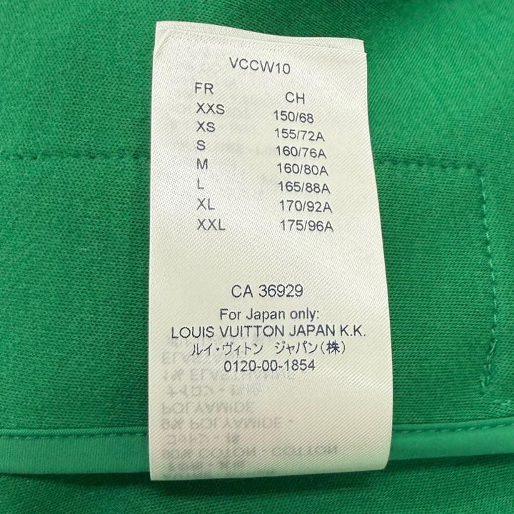 極美品★LOUIS VUITTON ルイヴィトン 裏地シルク100％ LVスタンプ モノグラム ZIP UP パーカー グリーン XS 伊製 正規品 レディース