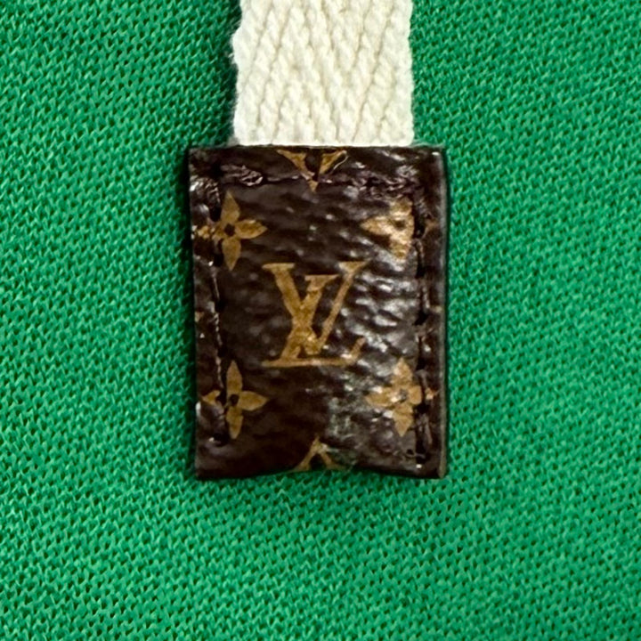 極美品★LOUIS VUITTON ルイヴィトン 裏地シルク100％ LVスタンプ モノグラム ZIP UP パーカー グリーン XS 伊製 正規品 レディース