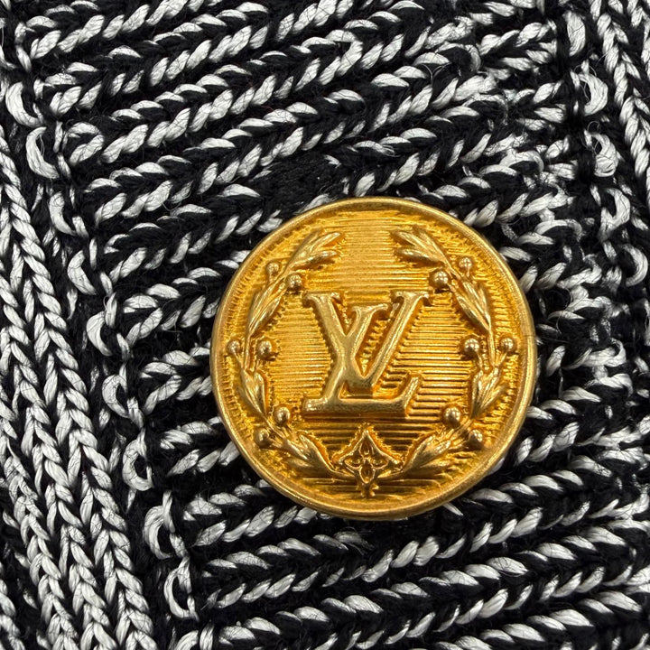 極美品☆LOUIS VUITTON ルイヴィトン 22SS LVロゴボタン トランペットスリーブ 長袖ニット カーディガン トップス ブラック系 XS 正規品