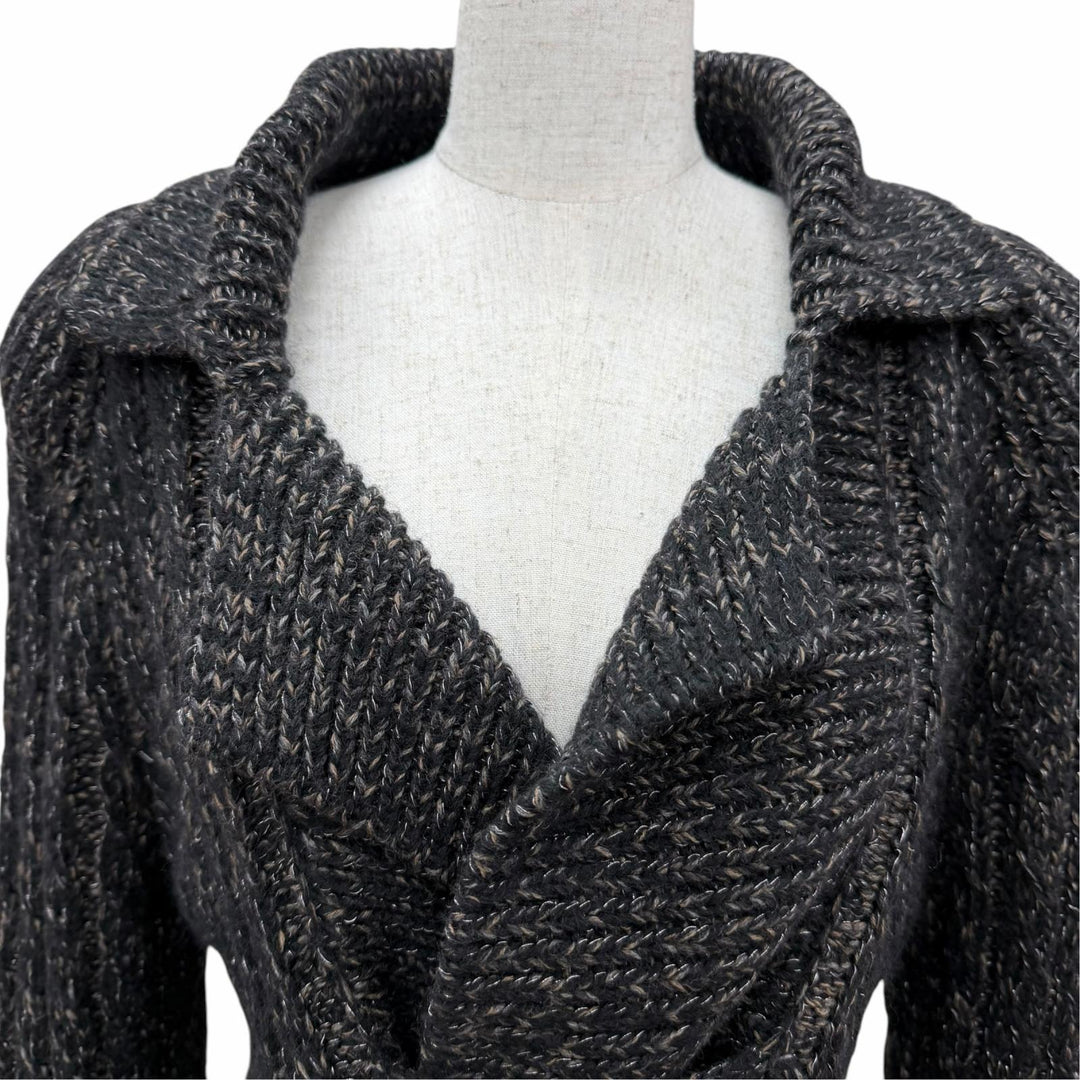 美品☆CHANEL シャネル 09A P36596K02305 カシミヤ ウール モヘア混 ココマーク 長袖 ミックスニット カーディガン ブラック系 IT 40