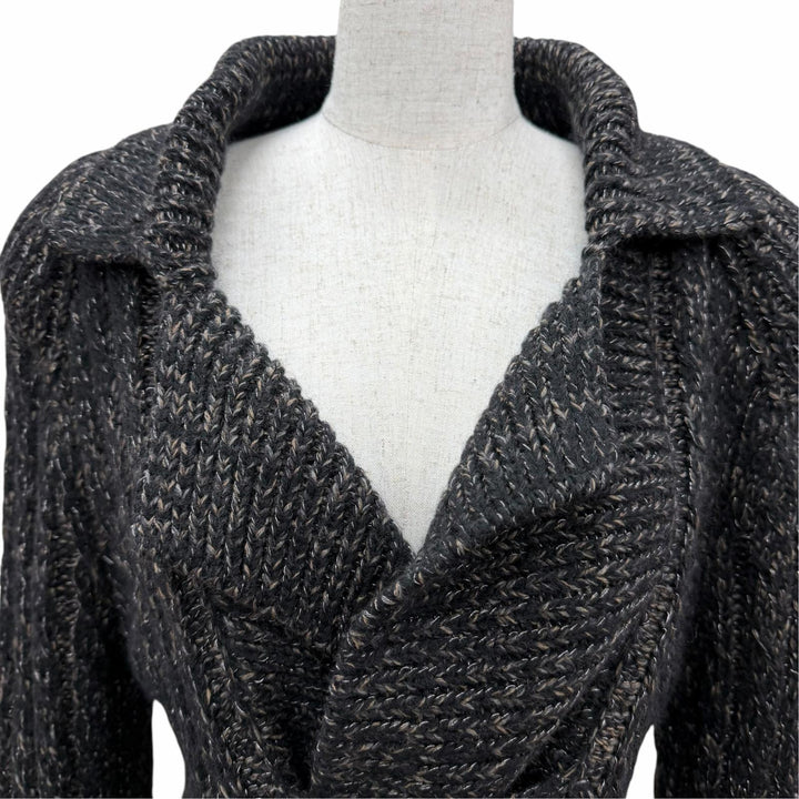 美品☆CHANEL シャネル 09A P36596K02305 カシミヤ ウール モヘア混 ココマーク 長袖 ミックスニット カーディガン ブラック系 IT 40