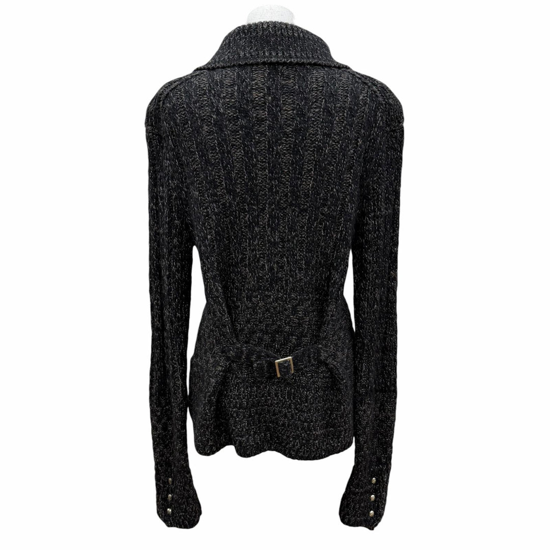 美品☆CHANEL シャネル 09A P36596K02305 カシミヤ ウール モヘア混 ココマーク 長袖 ミックスニット カーディガン ブラック系 IT 40