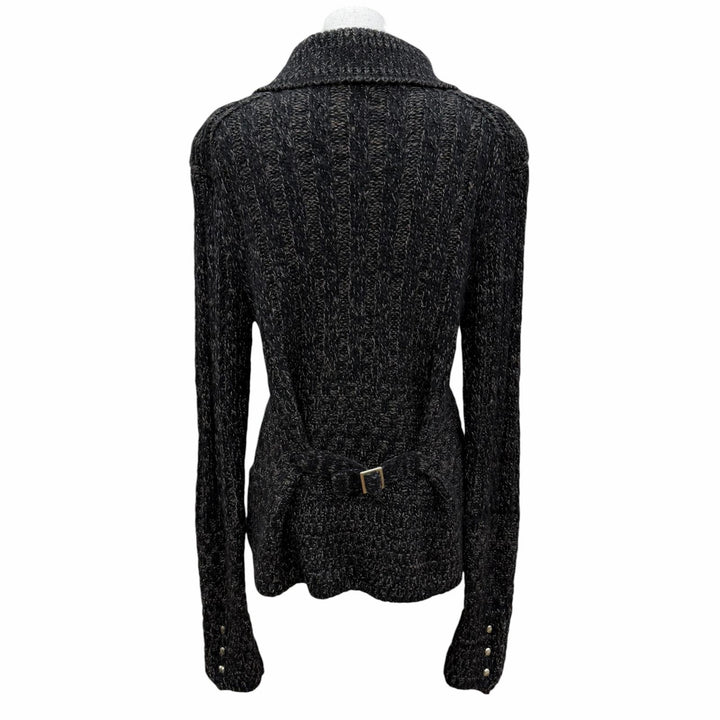 美品☆CHANEL シャネル 09A P36596K02305 カシミヤ ウール モヘア混 ココマーク 長袖 ミックスニット カーディガン ブラック系 IT 40