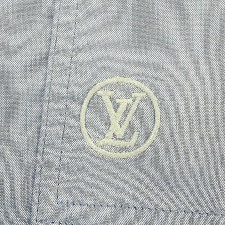 極美品☆LOUIS VUITTON ルイヴィトン 22SS コットン100％ LVロゴ刺繍入り パンツ ライトブルー 34 イタリア製 正規品 レディース