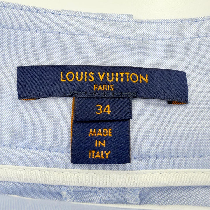 極美品☆LOUIS VUITTON ルイヴィトン 22SS コットン100％ LVロゴ刺繍入り パンツ ライトブルー 34 イタリア製 正規品 レディース