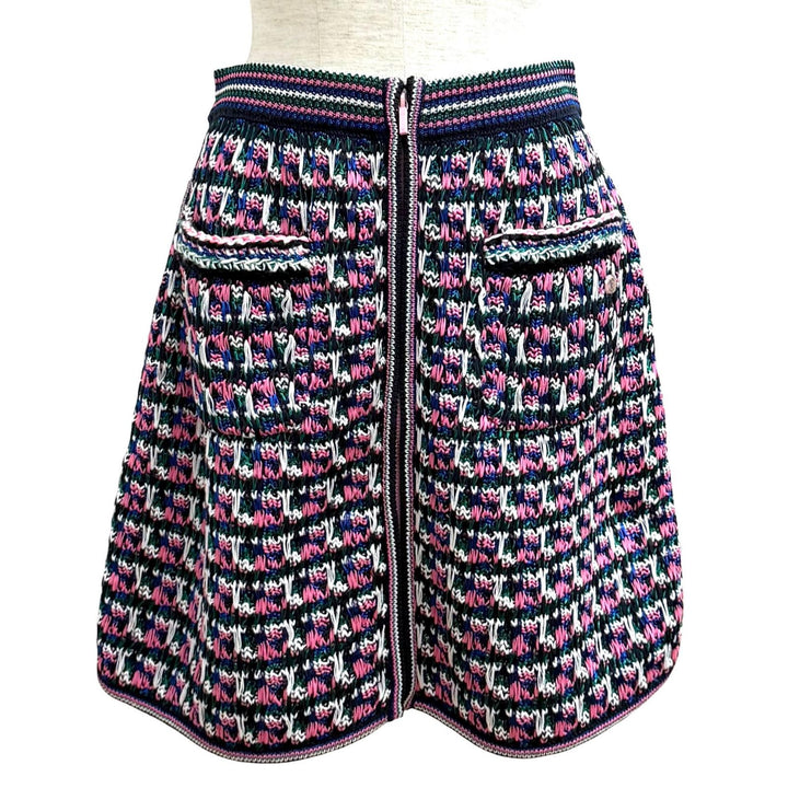 極美品★CHANEL シャネル 17S P56617K07412 ココマーク 総柄 ジップデザイン 台形 スカート マルチ 38 イタリア製 正規品 レディース