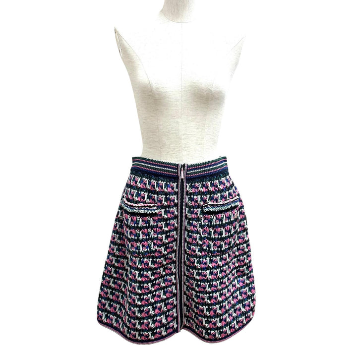 極美品★CHANEL シャネル 17S P56617K07412 ココマーク 総柄 ジップデザイン 台形 スカート マルチ 38 イタリア製 正規品 レディース