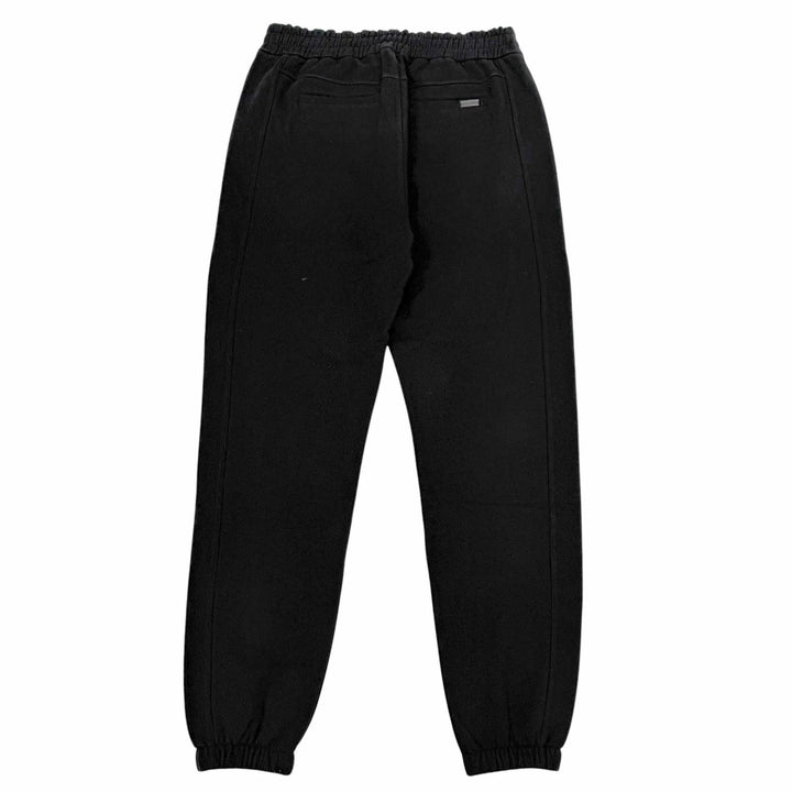 美品□SAINT LAURENT サンローラン 802189 ロゴレザーパッチ YSLロゴ刺繍 スウェットパンツ ブラック M イタリア製 正規品 メンズ