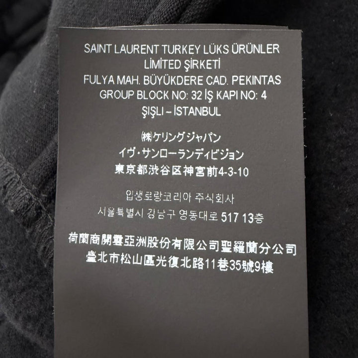 美品□SAINT LAURENT サンローラン 802189 ロゴレザーパッチ YSLロゴ刺繍 スウェットパンツ ブラック M イタリア製 正規品 メンズ