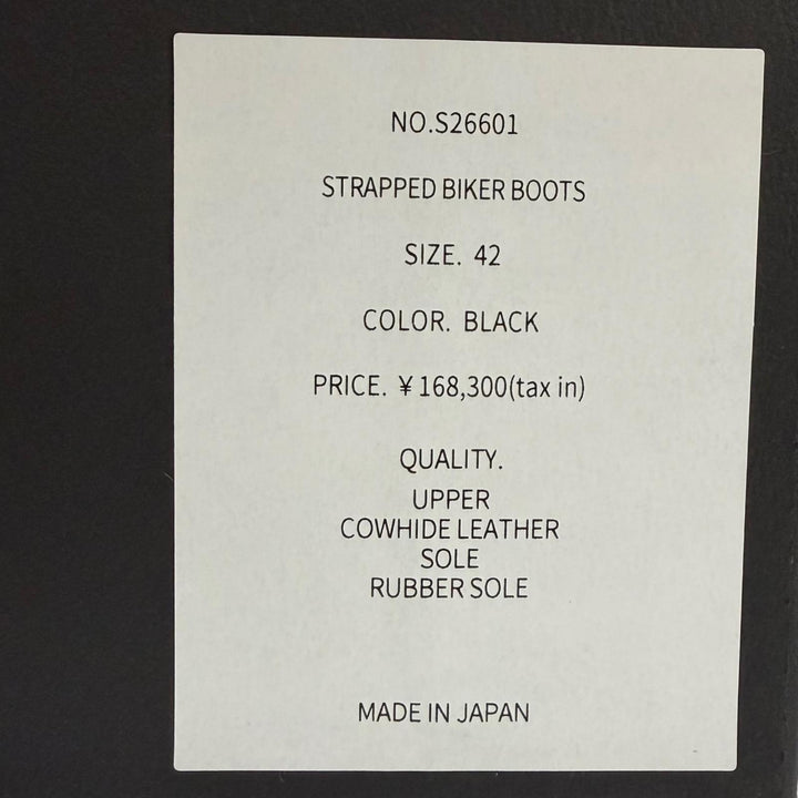 未使用品▼ORIMI オリミ 26SS STRAPPED BIKER BOOTS レザー ベルトデザイン Vibramソール バイカーブーツ ブラック 42 メンズ 箱付き