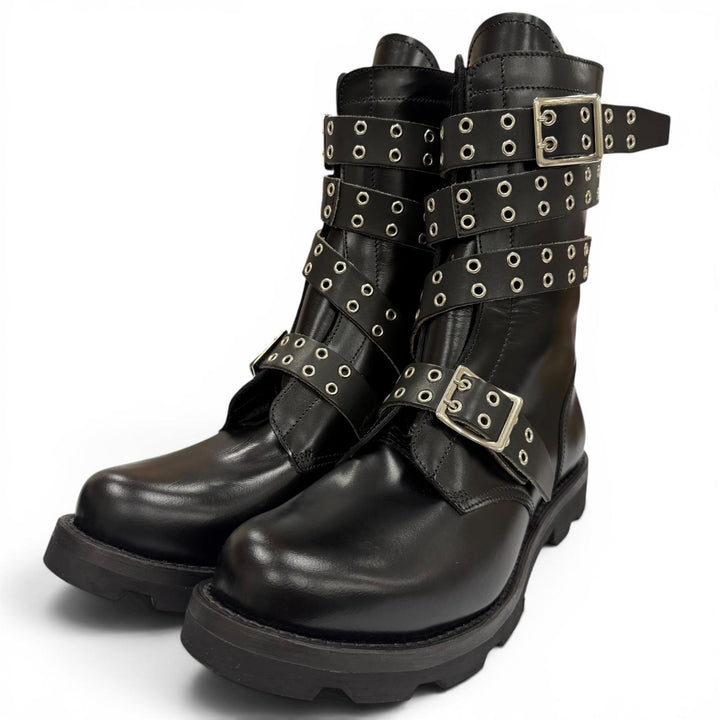未使用品▼ORIMI オリミ 26SS STRAPPED BIKER BOOTS レザー ベルトデザイン Vibramソール バイカーブーツ ブラック 42 メンズ 箱付き