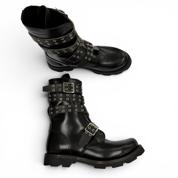 未使用品▼ORIMI オリミ 26SS STRAPPED BIKER BOOTS レザー ベルトデザイン Vibramソール バイカーブーツ ブラック 42 メンズ 箱付き