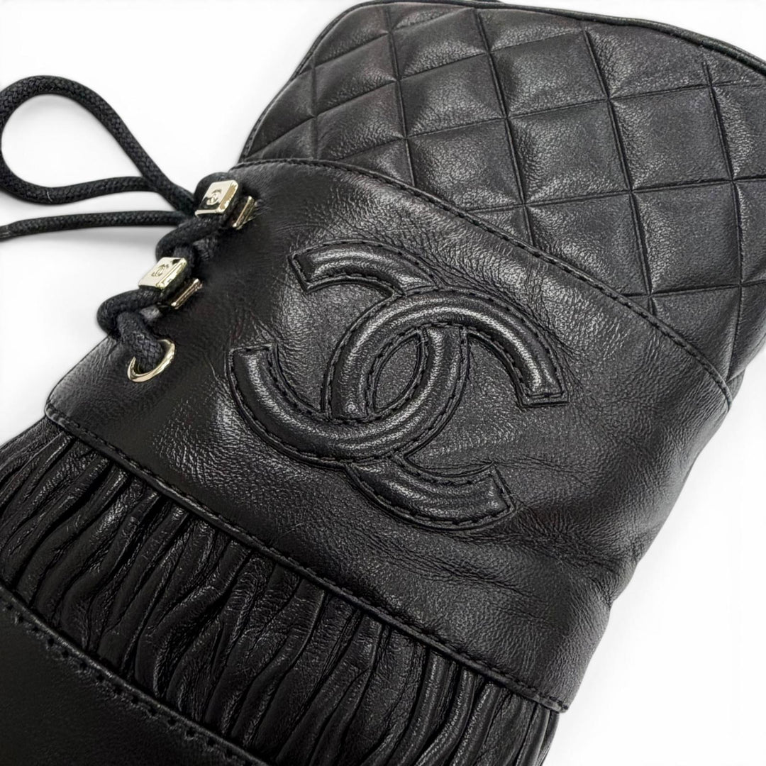 極美品△CHANEL シャネル G37956X01000 ココマーク マトラッセ レースアップ レザーショートブーツ ブラック 37.5 イタリア製 保存袋付き