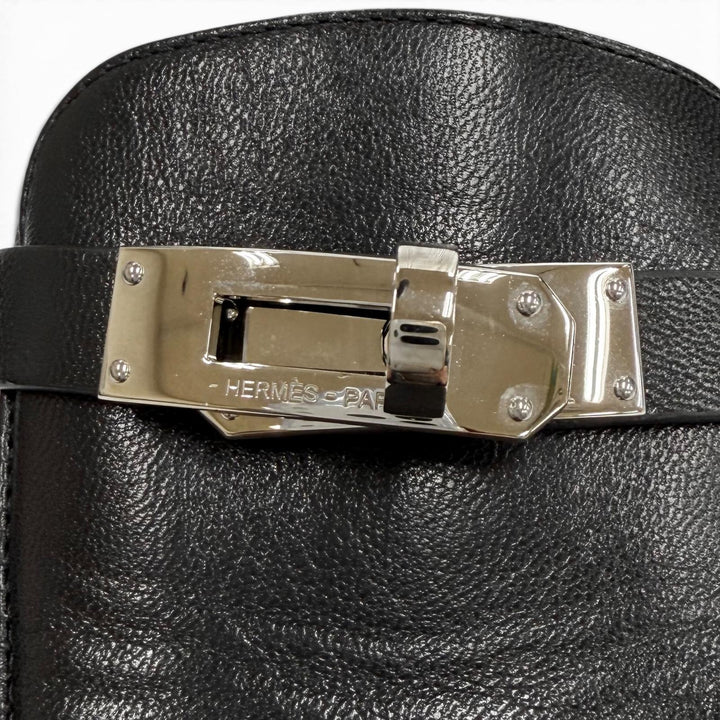 美品★HERMES エルメス H212295Z 01390 オズ シェーブル シルバー金具 ケリーバックル ミュール ブラック 35.5 伊製 箱・保存袋付き