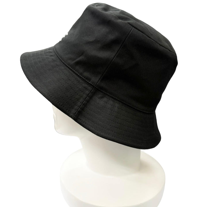 美品□CELINE セリーヌ 2AU5B968P ロゴプリント コットンギャバジン バケットハット 帽子 ブラック S フランス製 正規品 メンズ 箱付き