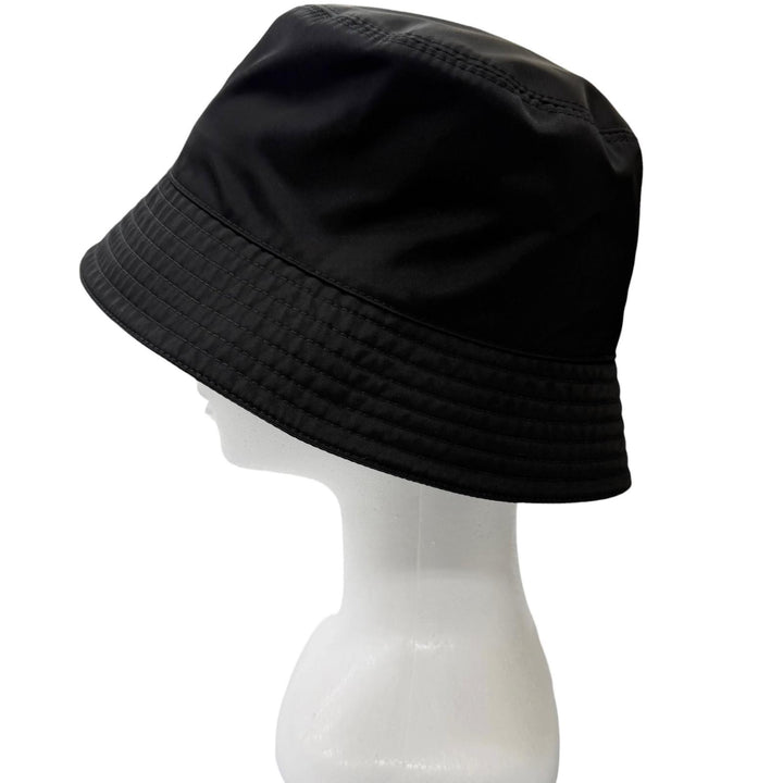 極美品□PRADA プラダ 2023年製 2HC137 子牛革 Re-Nylon トライアングルロゴ バケットハット ブラック XL イタリア製 正規品 保存袋付き