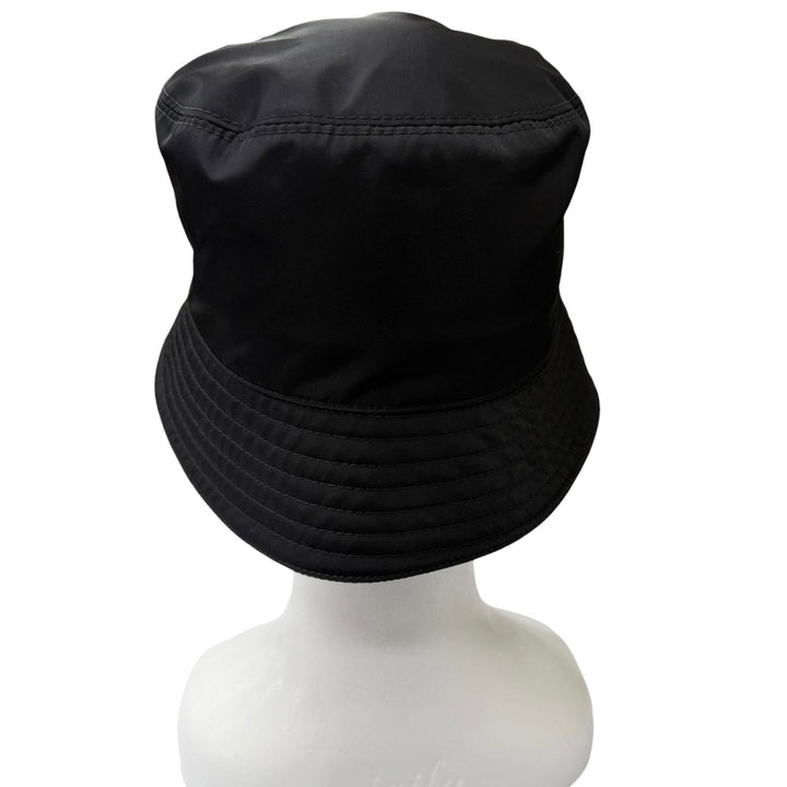 極美品□PRADA プラダ 2023年製 2HC137 子牛革 Re-Nylon トライアングルロゴ バケットハット ブラック XL イタリア製 正規品 保存袋付き