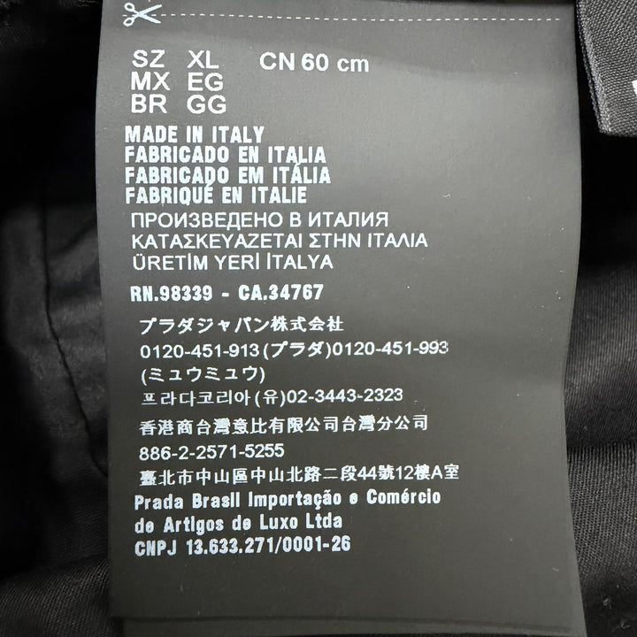 極美品□PRADA プラダ 2023年製 2HC137 子牛革 Re-Nylon トライアングルロゴ バケットハット ブラック XL イタリア製 正規品 保存袋付き