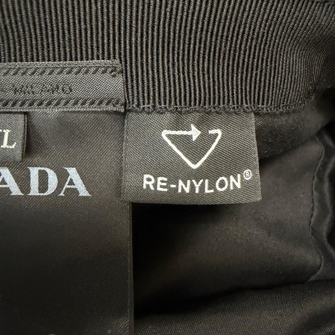 極美品□PRADA プラダ 2023年製 2HC137 子牛革 Re-Nylon トライアングルロゴ バケットハット ブラック XL イタリア製 正規品 保存袋付き