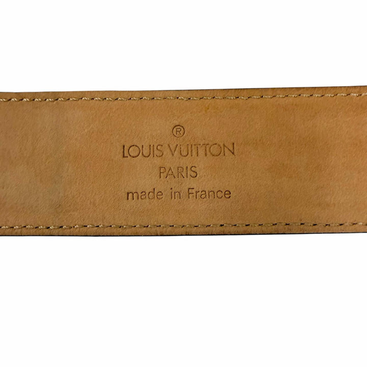 美品□LOUIS VUITTON ルイヴィトン アリゲーター シルバースクエアロゴバックル サンチュール レザーベルト ブラック 80 フランス製