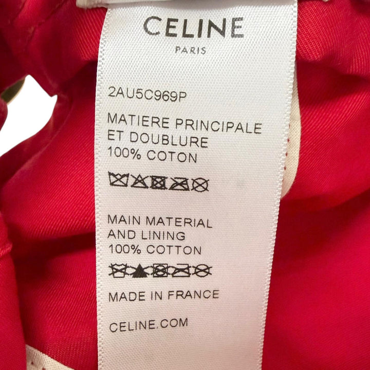 美品□CELINE セリーヌ 2AU5C969P コットン100％ スナップバック ベースボールキャップ 帽子 レッド フランス製 S 正規品 メンズ