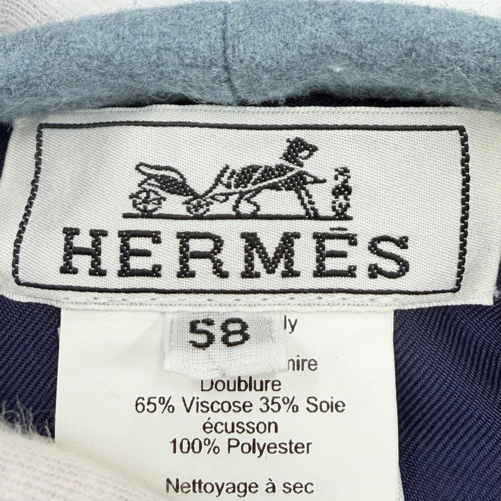 極美品☆HERMES エルメス サントノーレ クルードセル カシミヤ100％ シャルボンシネ パリジェンヌワッペン ベレー帽 58 正規品