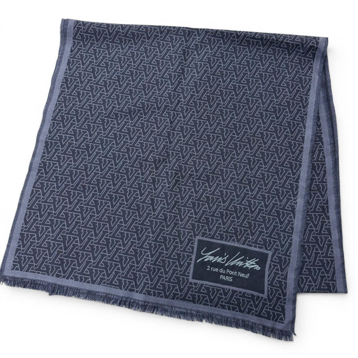 美品□LOUIS VUITTON ルイヴィトン 2023年製 M79639 ウール シルク LV スタンドアウト ロゴ総柄 ストール マフラー イタリア製 正規品