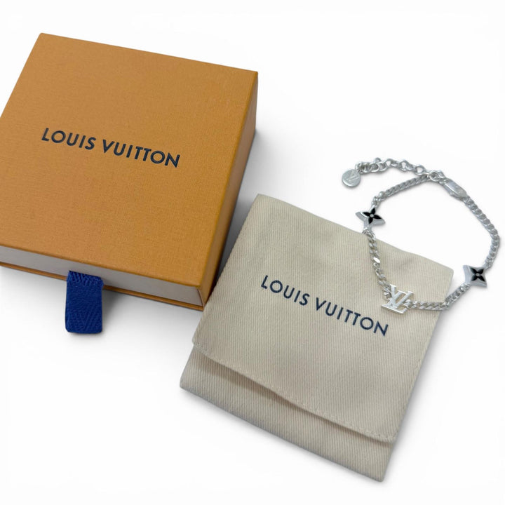 美品□LOUIS VUITTON ルイヴィトン 2025年製 M1520A ブレスレット LV スパイク AG925 モノグラムフラワー シルバー 伊製 重量11.97g