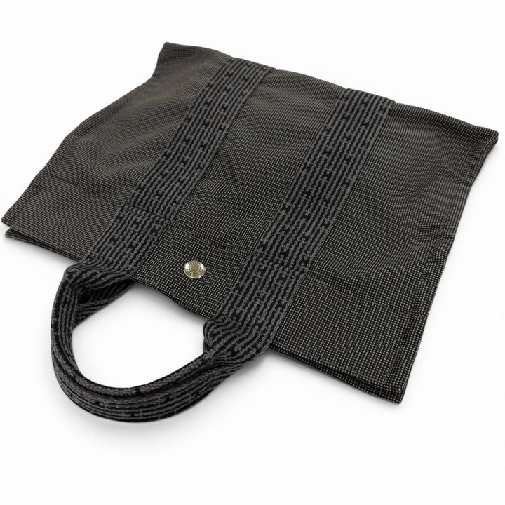 極美品☆HERMES エルメス エールライン PM シルバー金具 セリエ金具 キャンバス トートバッグ ハンドバッグ グレー フランス製