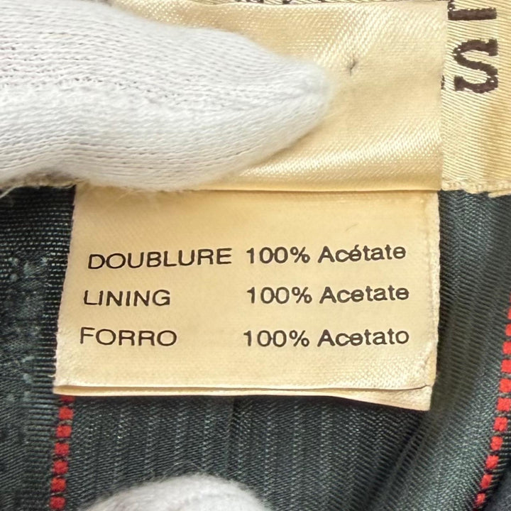 極美品★HERMES エルメス ヴィンテージ ウール100％ ロゴボタン ベロア使い ロングジャケット チャコールグレー 38 仏製 レディース