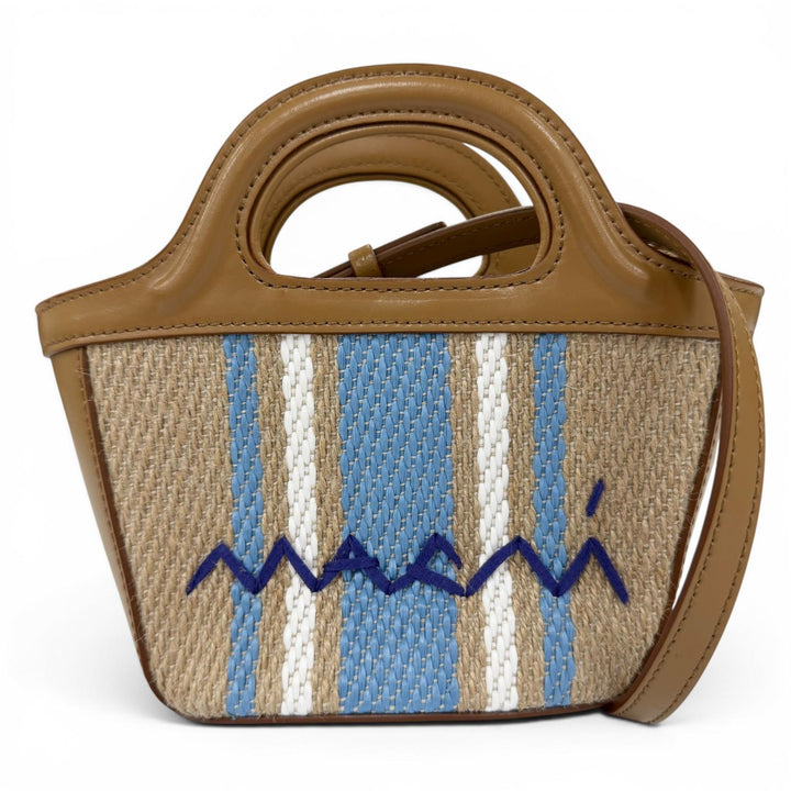 未使用品☆MARNI マルニ 2025年製 BMMP0067Q7 TROPICALIA MICRO レザー ラフィア 2WAY ハンド ショルダーバッグ ブラウン イタリア製