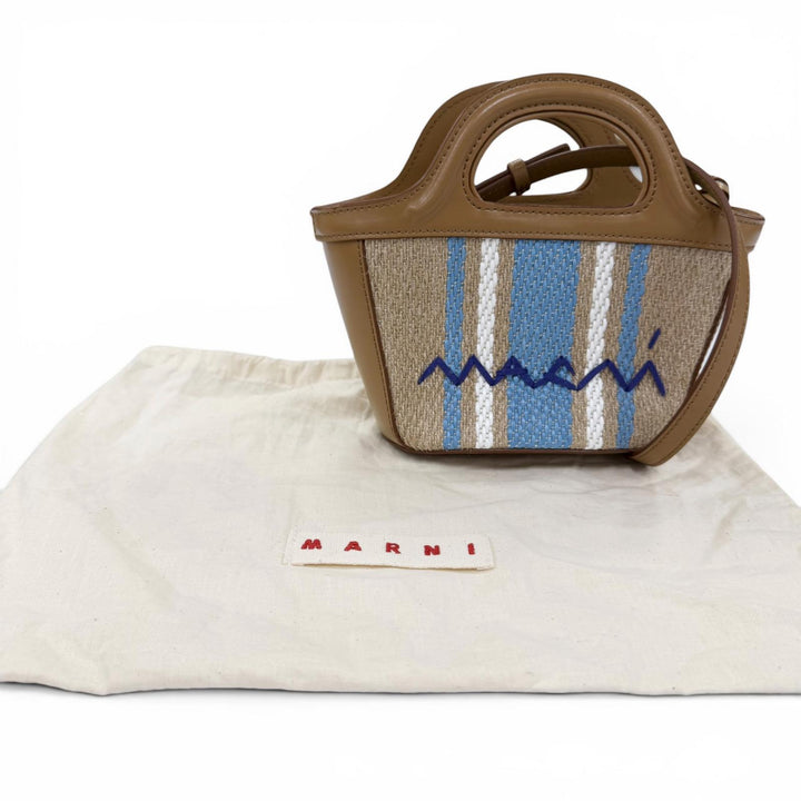 未使用品☆MARNI マルニ 2025年製 BMMP0067Q7 TROPICALIA MICRO レザー ラフィア 2WAY ハンド ショルダーバッグ ブラウン イタリア製