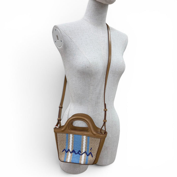 未使用品☆MARNI マルニ 2025年製 BMMP0067Q7 TROPICALIA MICRO レザー ラフィア 2WAY ハンド ショルダーバッグ ブラウン イタリア製