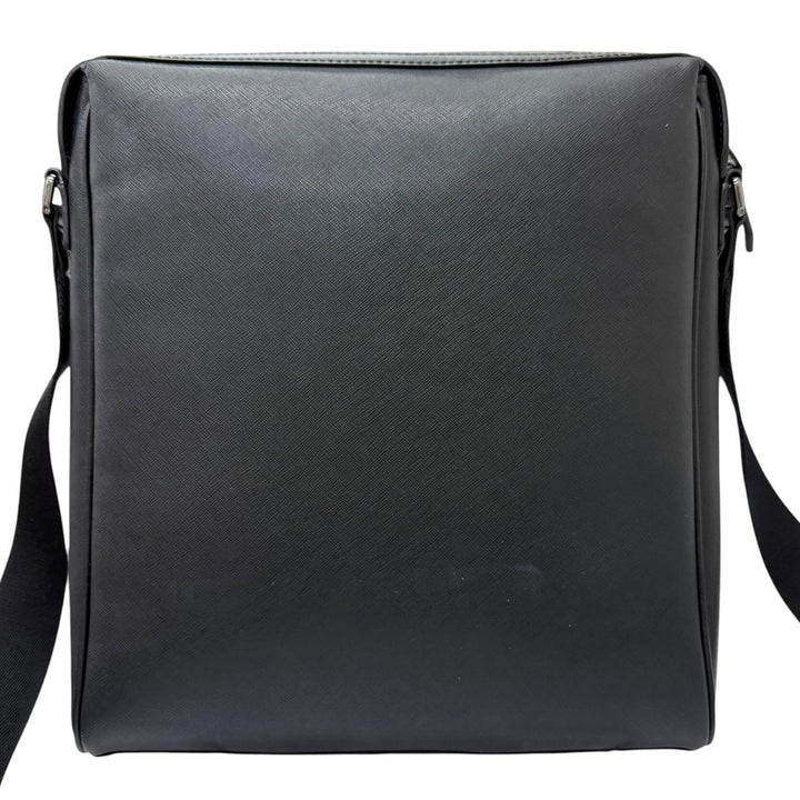 極美品□BALLY バリー MECOY メコイ バリーストライプ ボヴィンレザー ロゴ入り クロスボディバッグ ショルダーバッグ ブラック メンズ