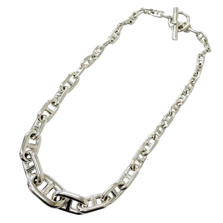 美品□HERMES エルメス ヴィンテージ SV925 シェーヌダンクル クレッシェンド 初期コマ 37コマ ネックレス シルバー 重量98g メンズ