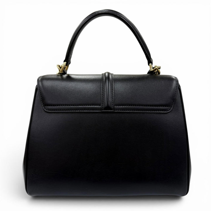 美品☆CELINE セリーヌ スモール 16 セーズ サチネイテッドカーフスキン 2WAY ハンドバッグ ショルダーバッグ ブラック 定価616000円