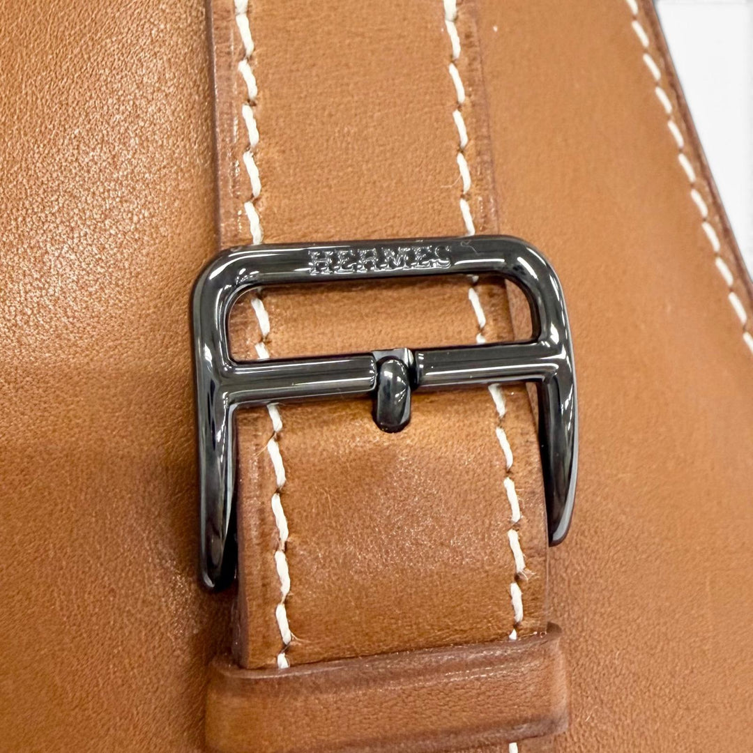 極美品△HERMES エルメス クロシェット バックル ロングネックレス レザー フォーヴ ブラック シルバー金具 K刻印 現行品 定価204600円