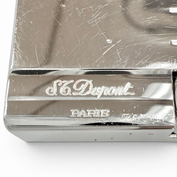 良品◇Dupont デュポン ギャッツビー ストライプ柄 スクエア型 ローラー式 ガス ライター シルバー フランス製 メンズ 着火確認済み
