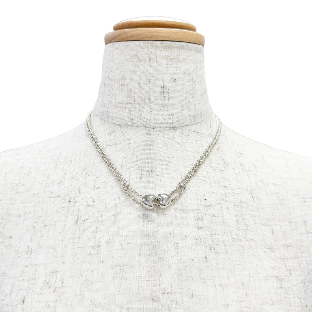 美品△TIFFANY&amp;Co. ティファニー ダブルロープ ハート 925 チョーカー ネックレス アクセサリー シルバー 重量31.6g レディース オススメ