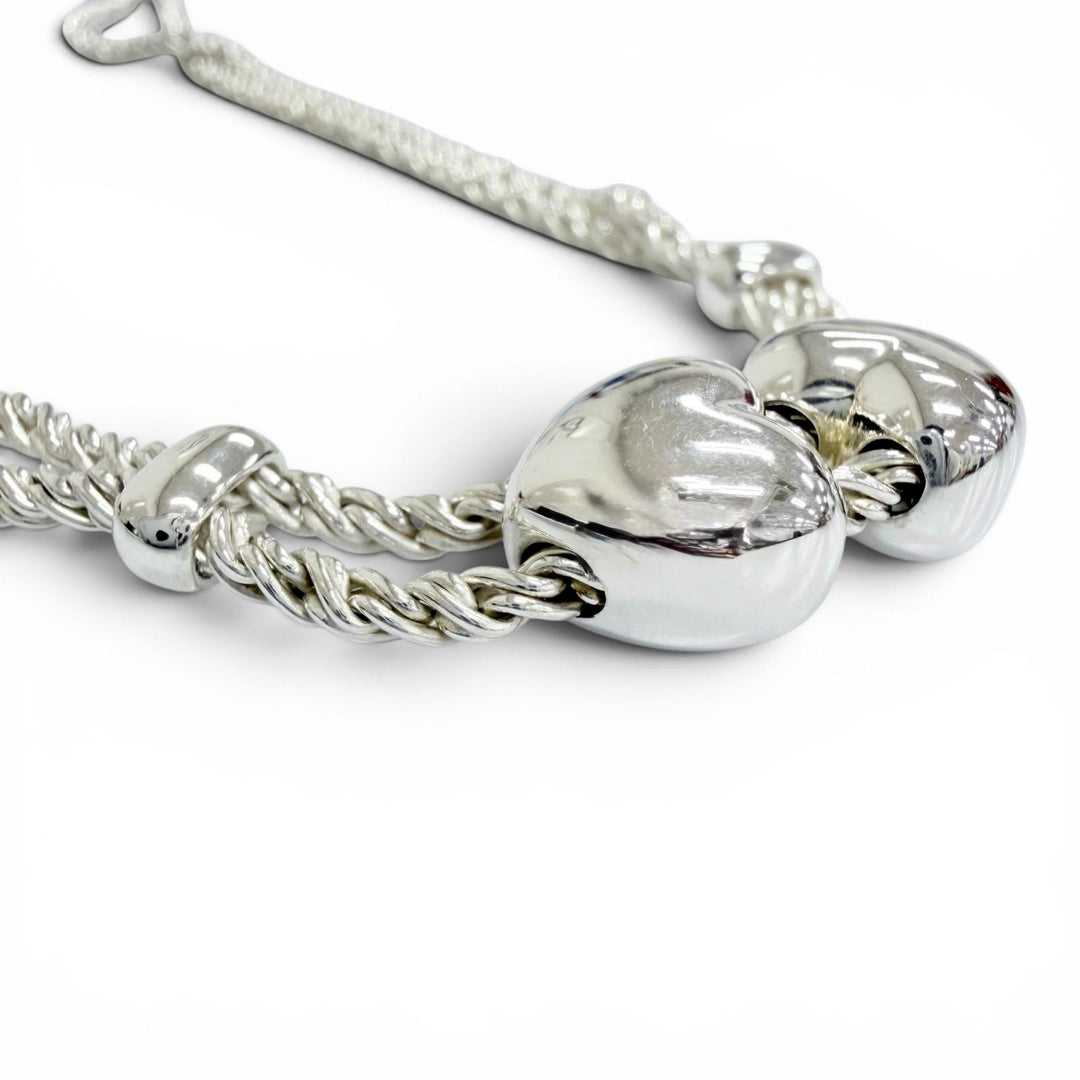 美品△TIFFANY&amp;Co. ティファニー ダブルロープ ハート 925 チョーカー ネックレス アクセサリー シルバー 重量31.6g レディース オススメ