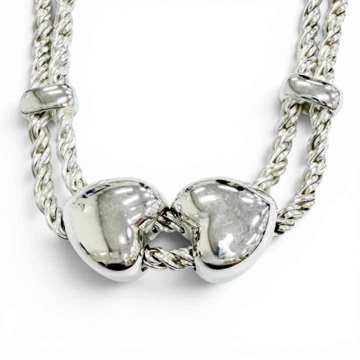 美品△TIFFANY&amp;Co. ティファニー ダブルロープ ハート 925 チョーカー ネックレス アクセサリー シルバー 重量31.6g レディース オススメ