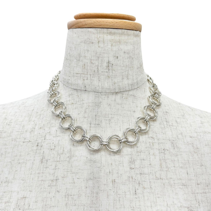 美品△TIFFANY&amp;Co. ティファニー ヴィンテージ トリプルリンク ネックレス 925 チョーカー アクセサリー シルバー イタリア製 重量66.7g