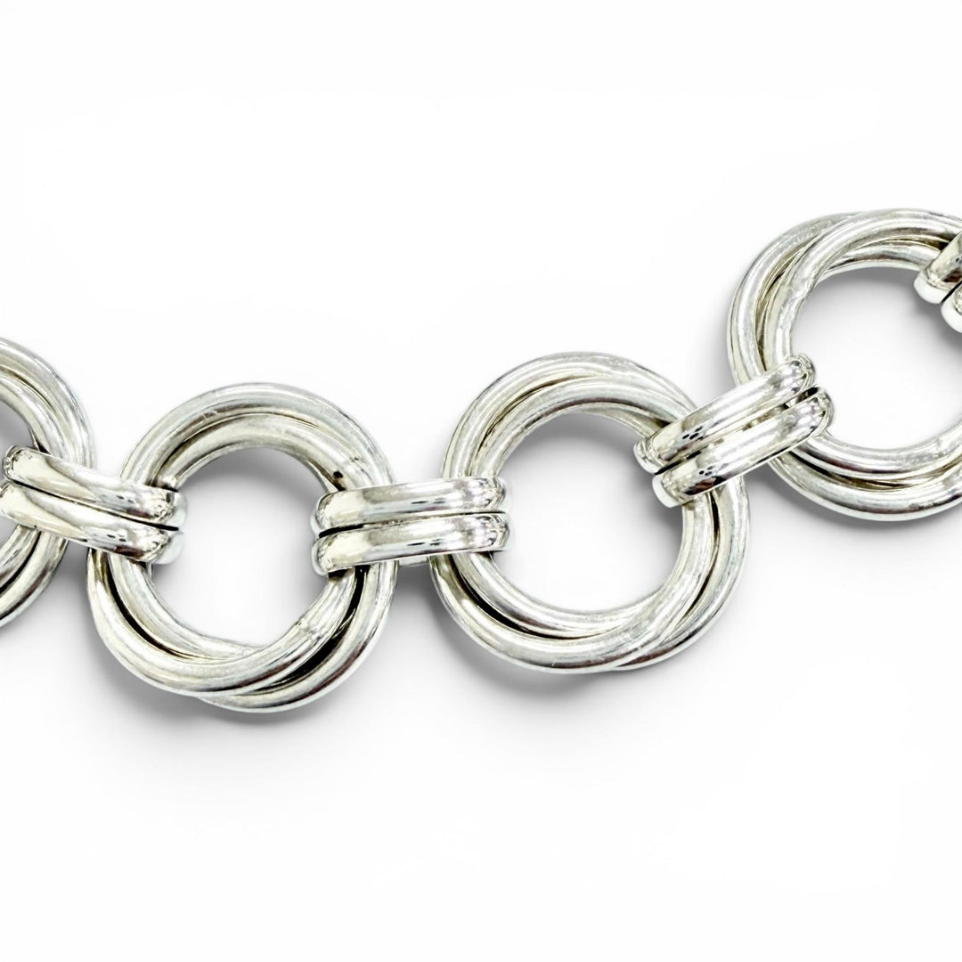美品△TIFFANY&amp;Co. ティファニー ヴィンテージ トリプルリンク ネックレス 925 チョーカー アクセサリー シルバー イタリア製 重量66.7g