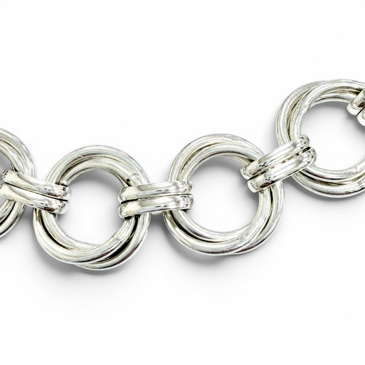 美品△TIFFANY&amp;Co. ティファニー ヴィンテージ トリプルリンク ネックレス 925 チョーカー アクセサリー シルバー イタリア製 重量66.7g