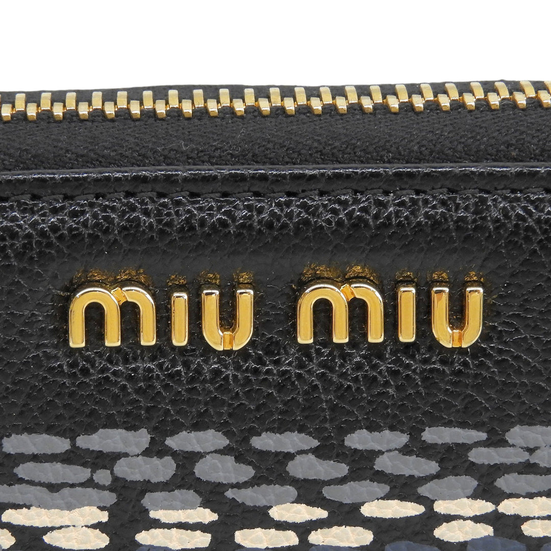 極美品▲MIUMIU ミュウミュウ 5ML506 MADRAS ST.CHECK レザー ラウンドファスナー ロングウォレット 長財布 ブラック グレー ピンク 箱付