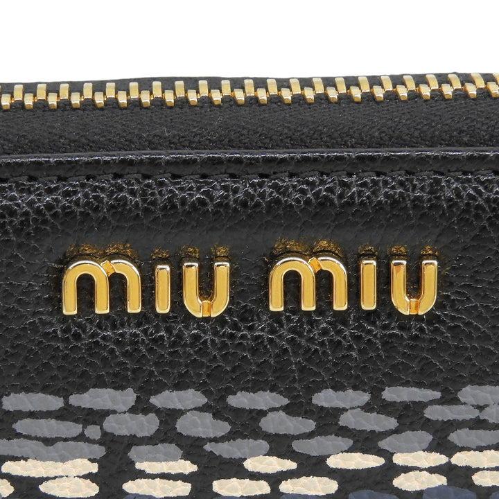 極美品▲MIUMIU ミュウミュウ 5ML506 MADRAS ST.CHECK レザー ラウンドファスナー ロングウォレット 長財布 ブラック グレー ピンク 箱付