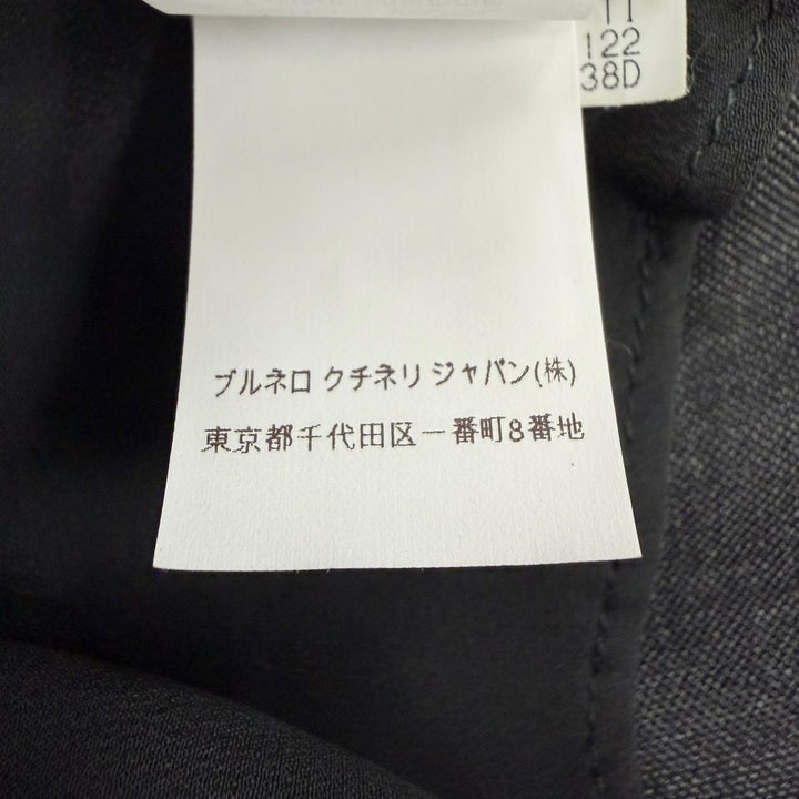 美品☆Brunello Cucinelli ブルネロクチネリ バージンウール100％ モニーレ・ピンバッチ付 テーラードジャケット グレー 38 伊製 正規品