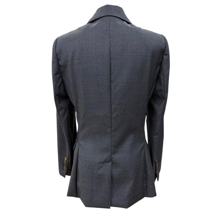 美品☆Brunello Cucinelli ブルネロクチネリ バージンウール100％ モニーレ・ピンバッチ付 テーラードジャケット グレー 38 伊製 正規品