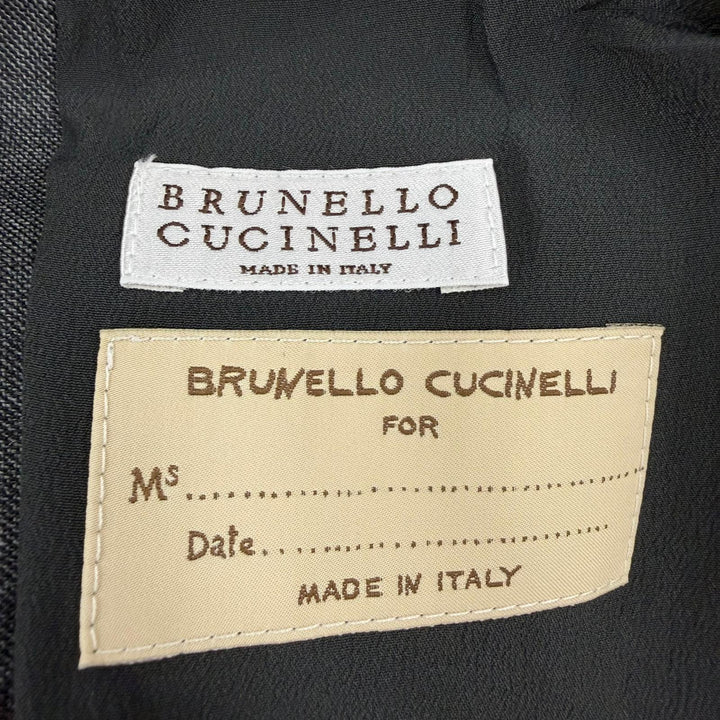 美品☆Brunello Cucinelli ブルネロクチネリ バージンウール100％ モニーレ・ピンバッチ付 テーラードジャケット グレー 38 伊製 正規品