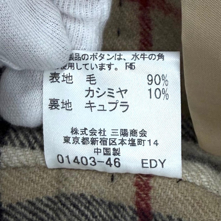 未使用品★BURBERRY LONDON バーバリーロンドン ウール カシミヤ混 ロゴボタン付 裏地ノバチェック コート ブラック 40 正規品